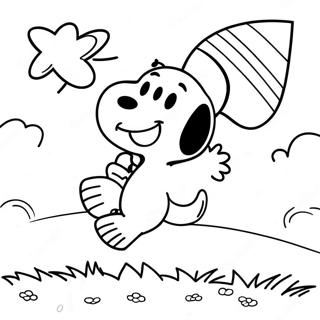 Page A Colorier De Snoopy Volant Un Cerf Volant 28763-6255