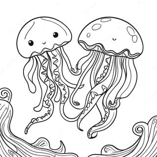 Page A Colorier Meduse Elegante Avec Des Tentacules Flottants 28953-6311