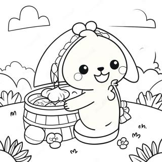Dessin A Colorier De Pompompurin Avec Un Panier De Pique Nique 2924-1095