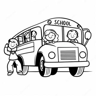 Page A Colorier Bus Scolaire Heureux Avec Des Enfants 29855-6500