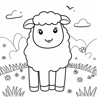 Mouton Duveteux Dans Un Pre Page A Colorier 30032-6537