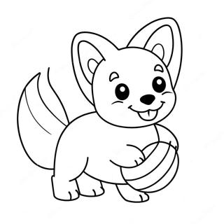 Mignon Chiot Corgi Jouant Avec Une Balle Page A Colorier 30124-6554