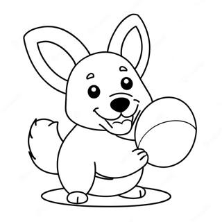 Mignon Chiot Corgi Jouant Avec Une Balle Page A Colorier 30124-6555