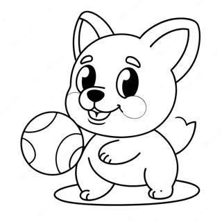 Mignon Chiot Corgi Jouant Avec Une Balle Page A Colorier 30124-6556