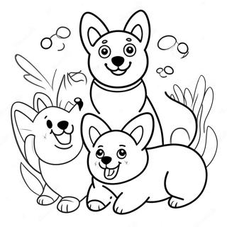 Page A Colorier De La Famille Corgi Adorable 30127-6568