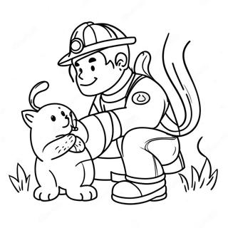 Page A Colorier Dun Pompier Courageux Sauvant Un Chat 30298-6595