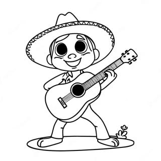 Coco Personnage Jouant De La Guitare Page A Colorier 30464-6635