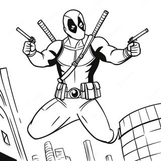 Deadpool En Action Page A Colorier 30556-6655