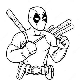 Deadpool Drole Avec Des Epees Page A Colorier 30557-6658