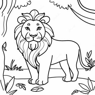 Lion Majestueux Dans La Jungle Page A Colorier 30643-6677