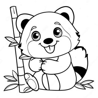 Mignon Panda Rouge Mangeant Du Bambou Page A Colorier 30725-6693