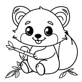 Mignon Panda Rouge Mangeant Du Bambou Page A Colorier 30725-6694