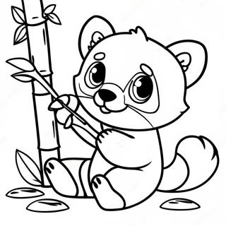 Mignon Panda Rouge Mangeant Du Bambou Page A Colorier 30725-6695