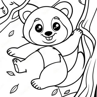 Panda Rouge Joueur Grimpant A Un Arbre Page A Colorier 30726-6697