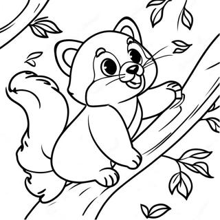 Panda Rouge Joueur Grimpant A Un Arbre Page A Colorier 30726-6698