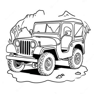 Aventure En Jeep Vintage Page A Colorier 30813-6719