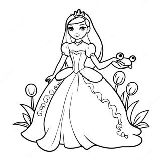 Page A Colorier Princesse Elegante Avec Une Grenouille 31469-6854