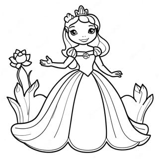 Page A Colorier Princesse Elegante Avec Une Grenouille 31469-6856