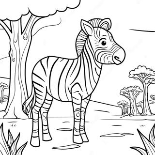 Page A Colorier De Zebre Africain Majestueux Dans La Savane 32020-6980