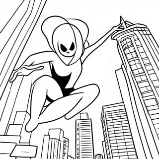 Page A Colorier De Spider Gwen Se Balancant A Travers La Ville 32108-6993