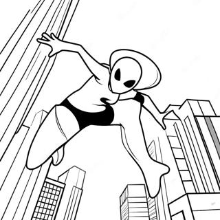 Page A Colorier De Spider Gwen Se Balancant A Travers La Ville 32108-6994