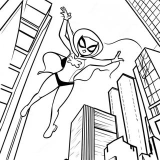 Page A Colorier De Spider Gwen Se Balancant A Travers La Ville 32108-6995