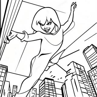 Page A Colorier De Spider Gwen Se Balancant A Travers La Ville 32108-6996