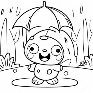 Page A Colorier De Keroppi Jouant Sous La Pluie 32199-7014