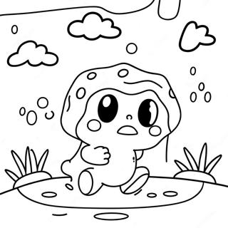 Page A Colorier De Keroppi Jouant Sous La Pluie 32199-7015