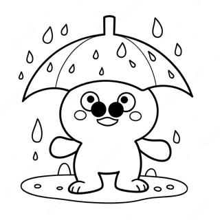 Page A Colorier De Keroppi Jouant Sous La Pluie 32199-7016