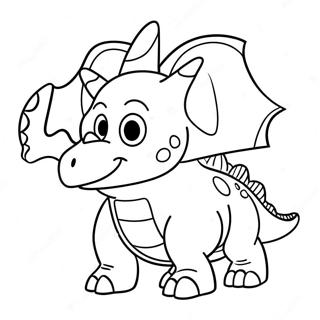 Page A Colorier De Triceratops De Dessin Anime Jouant 32285-7037