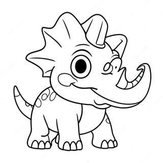 Page A Colorier De Triceratops De Dessin Anime Jouant 32285-7038