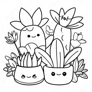 Page A Colorier De Plantes Succulentes De Dessin Anime Mignonnes 32374-7057