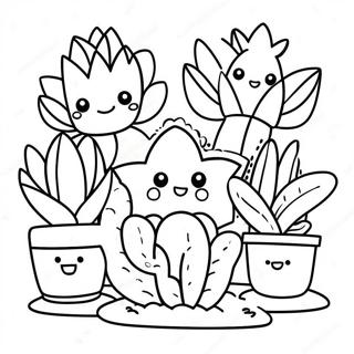 Page A Colorier De Plantes Succulentes De Dessin Anime Mignonnes 32374-7058