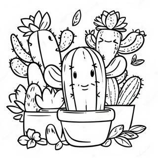 Page A Colorier De Cactus Succulent Fantaisiste 32376-7067