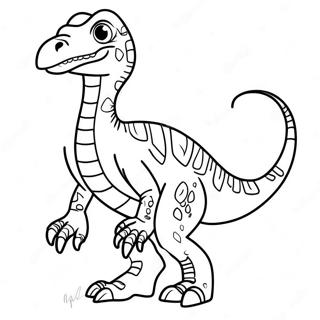 Page A Colorier Dun Velociraptor Colore En Train De Rugir 32632-7115