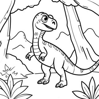 Page A Colorier Dun Velociraptor Dans Un Cadre De Jungle 32635-7128