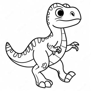 Page A Colorier Dun Velociraptor De Dessin Anime Dansant 32636-7130