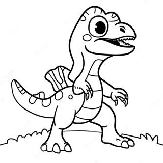 Page A Colorier Dun Velociraptor De Dessin Anime Dansant 32636-7131