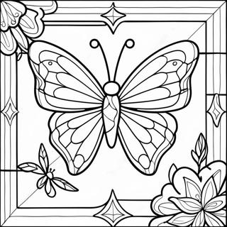 Page A Colorier De Papillon En Vitrail Colore 33714-7355