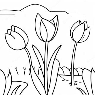 Page A Colorier De Jardin De Tulipes Colorees 33886-7394