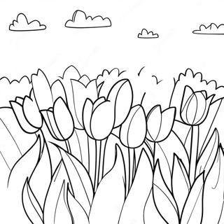 Page A Colorier De Jardin De Tulipes Colorees 33886-7395