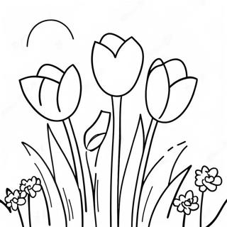 Page A Colorier De Jardin De Tulipes Colorees 33886-7396