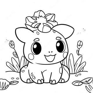 Page A Colorier De Bulbasaur Mignon Dans Un Jardin De Fleurs 34159-7454