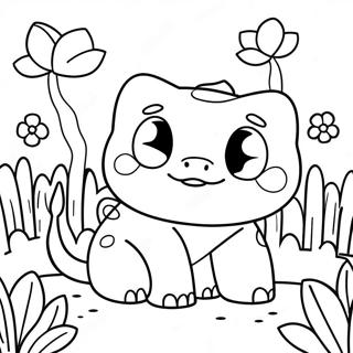 Page A Colorier De Bulbasaur Mignon Dans Un Jardin De Fleurs 34159-7456