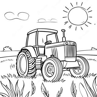 Tracteur John Deere Dans Un Champ Ensoleille Page A Colorier 34713-7576