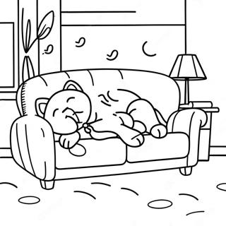 Page A Colorier De Garfield Dormant Sur Un Canape 36231-7918