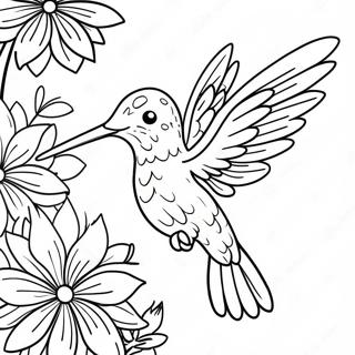 Colibri Majestueux Se Nourrissant De Fleurs Page A Colorier 36514-7980