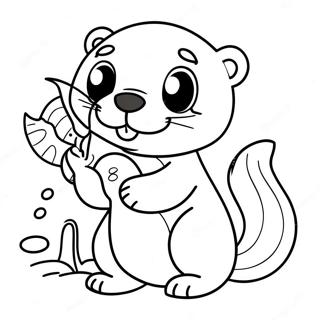 Mignonne Loutre Tenant Un Poisson Page A Colorier 36694-8020