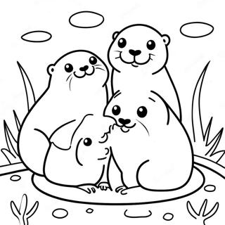 Famille De Loutres Heureuses Page A Colorier 36695-8021
